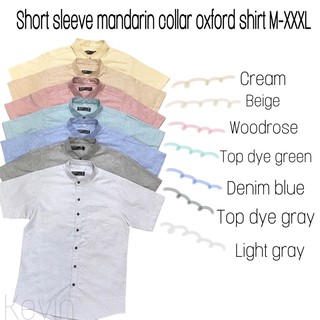 เสื้อคอจีนแขนสั้นสีพื้น M-XXXLShort sleeve mandarin collar oxford shirt