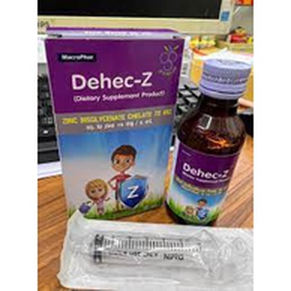 Dehec-Z Zinc Syrup 15 mg ดีเฮกซี ซิ้งค์ ไซรัป 15 มก. รสองุ่น ขนาด 60 มล.