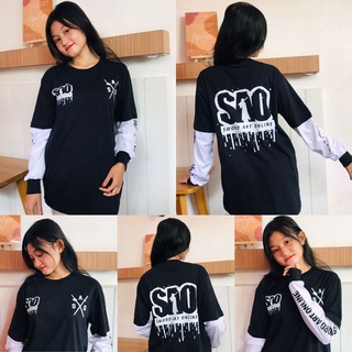 เสื้อแขนยาวลายการ์ตูนอนิเมะ SAO สีดําสองชั้น