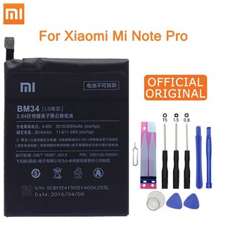 Xiao mi Original BM34 แบตเตอรี่สำหรับ Xiao mi mi Note Pro 4GB RAM 3010mAh เปลี่ยนแบตเตอรี่เครื่องมือฟรี