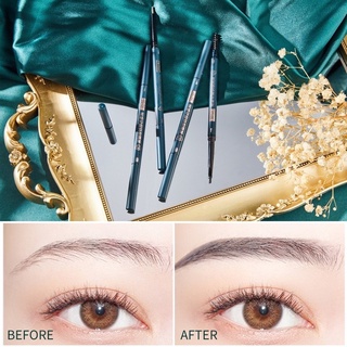 Beginner double-headed eyebrow pencil, very thin eyebrow pencil, long-lasting waterproof and sweat-proof, no smudging, thrush eyebrow pencil, retro green eyebrow pencil/ดินสอเขียนคิ้ว