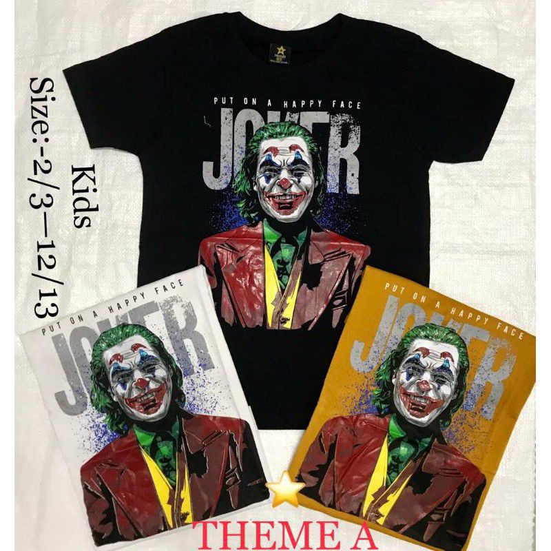 เสื้อยืด Baju Budak Jocker Batman Enemy Avangers Kids Unisex