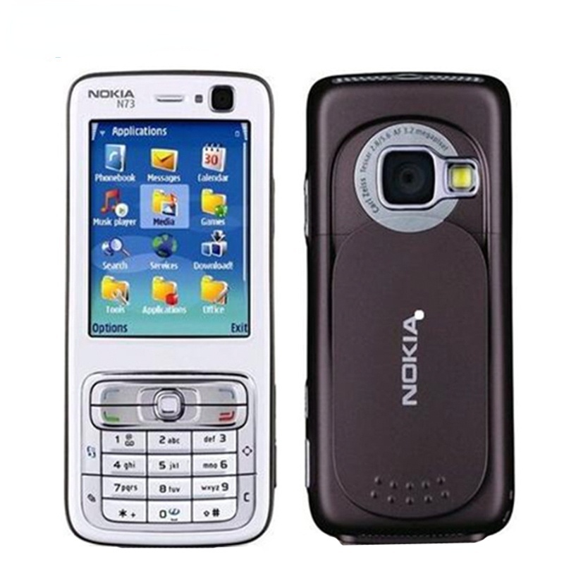 Nokia N73 N73 โทรศัพท์ 3G GSM 3.15MP ปลดล็อค N73 แป้นพิมพ์ภาษาอังกฤษโทรศัพท์มือถือ