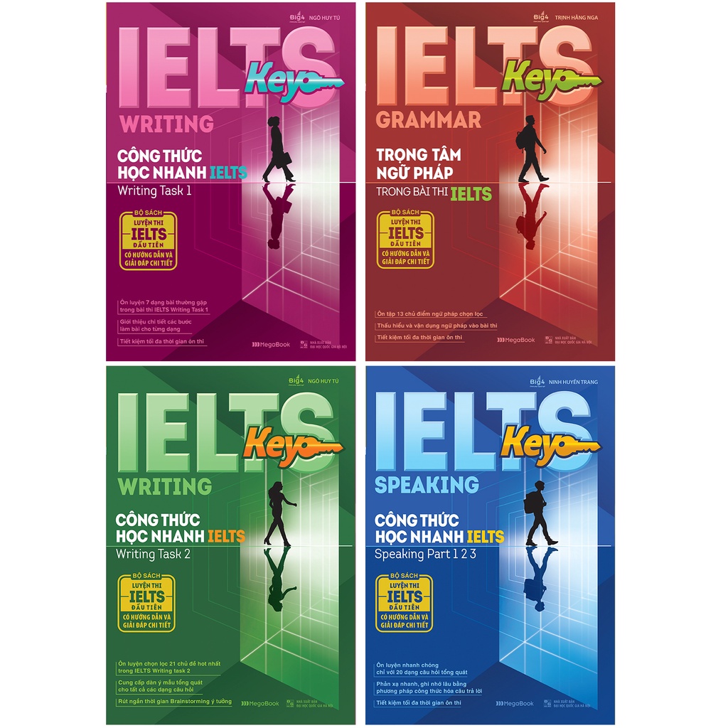หนังสือคอมโบหนังสือคีย์ IELTS 4 เล่ม - สูตรเรียนรู้ IELTS-MGB อย่างรวดเร็ว