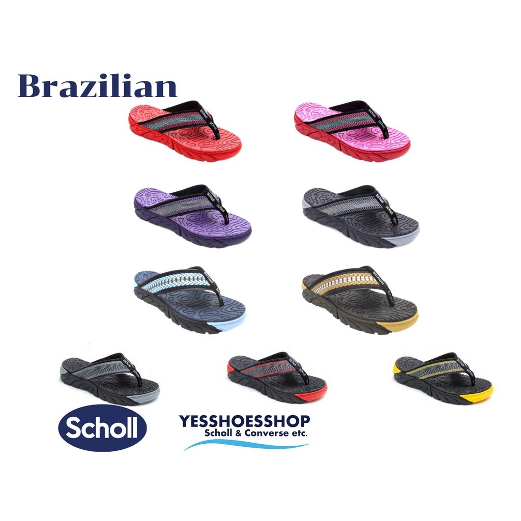 สินค้าพร้อมส่ง ใส่โค้ด YESS614 รองเท้า Scholl รุ่นBrazillian II 958  รองเท้าScholl แบบหนีบ สำหรับผู้