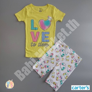 เซตเสื้อยืดสีเหลือง กางเกงขาสั้น เด็กหญิง แบรนด์คาร์เตอร์ (Carters) ของใหม่