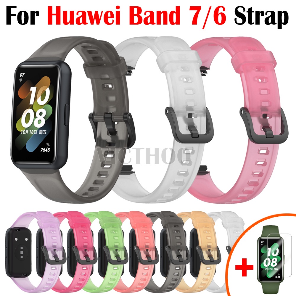 สายนาฬิกาข้อมือซิลิโคนใส แบบเปลี่ยน สําหรับ Huawei Band 6 7 / Honor Band 6