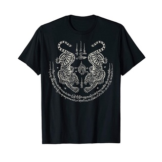 【สไตล์ฮาราจูกุ】เสื้อยืด ผ้าฝ้าย 100% พิมพ์ลาย Sak Yant Thai Tattoo Twin Muay Magical Thailand ของขวัญ LHZYS-5XL