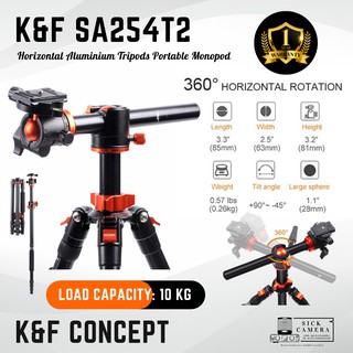 ขาตั้งกล้อง K&amp;F Concept รุ่น K&amp;F SA254T2 (KF09.090) Professional Camera Tripod Horizontal Aluminium Tripods Monopod