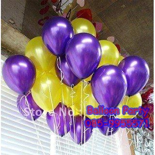 ลูกโป่งสวรรค์ทรงกลมสีมุก สีเหลือง  Latex Metalic Color Balloon แพคละ 10 ใบ