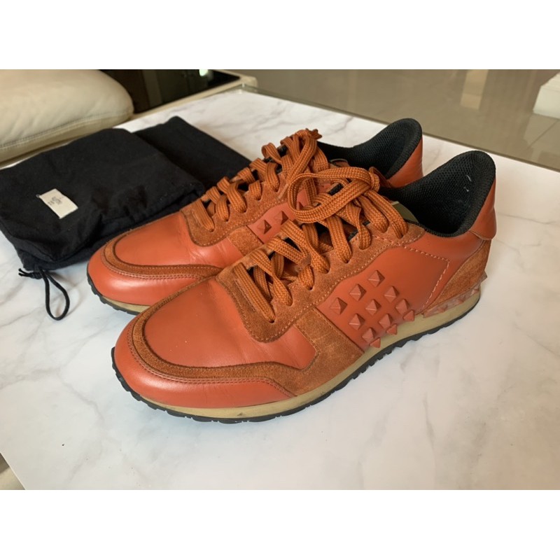 Used!! Valentino rock runner sneaker in orange leather sz.41