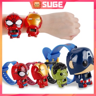 【Suge】Ironman Avengers Mickey Mini Transformer นาฬิกาข้อมือ ลายการ์ตูน สําหรับเด็ก Unisex