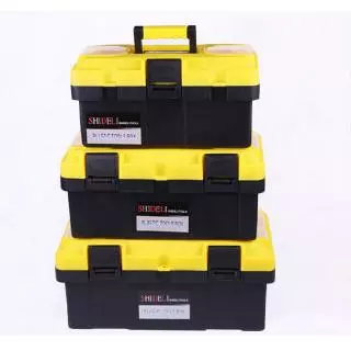 [พร้อมส่ง] กล่องพลาสติก กล่องเครื่องมือ แบบพกพา เหลืองดำ มีหลายขนาด กล่องใส่ของอเนกประสงค์ กล่องใส่เครื่องมือ