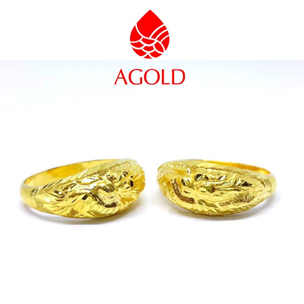 AGOLD แหวนทอง ลายโปร่งมังกร ครึ่งสลึง ทองคำแท้ 96.5