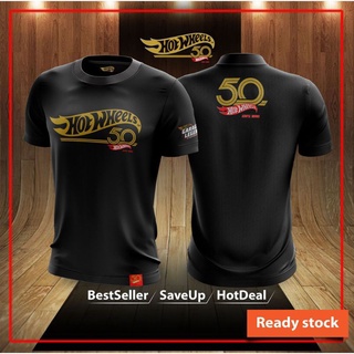 เสื้อยืดผ้าฝ้าย Hot Wheels 50th Anniversary T-SHIRT Black