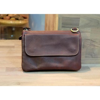 Leather Bag code : LB011 กระเป๋าหนังสะพายข้าง สีน้ำตาลเข้ม