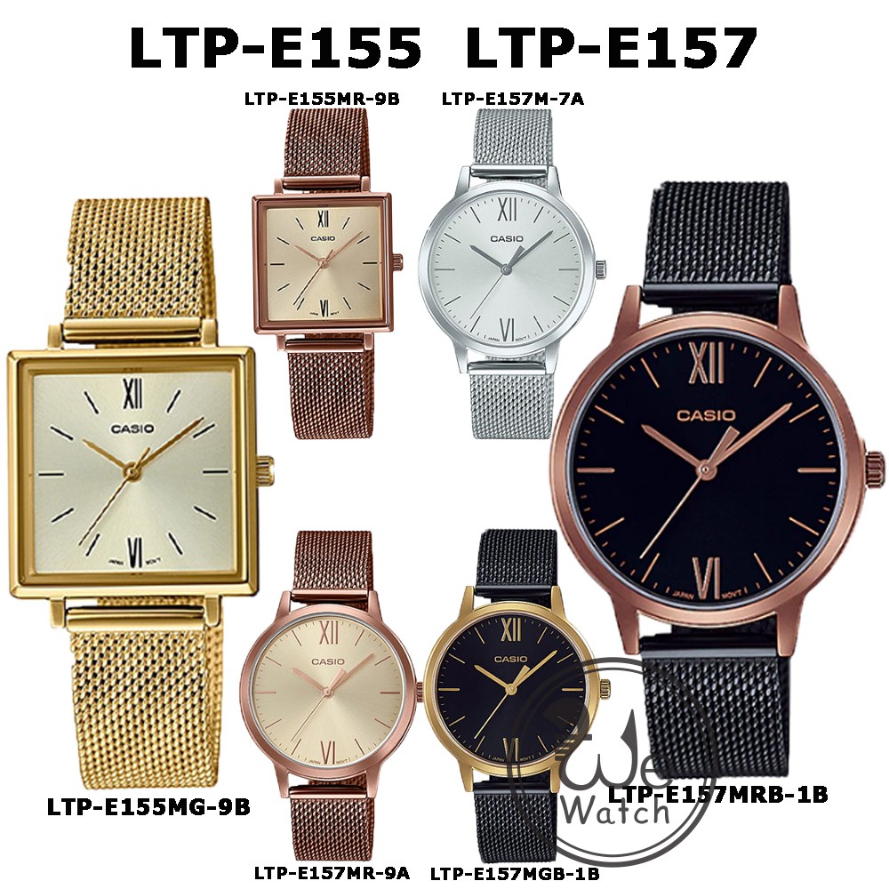 CASIO รุ่น LTP-E154 LTP-E155 LTP-E157 นาฬิกาข้อมือผู้หญิง สายสแตนเลส ประกัน1ปี LTPE LTPE154 LTPE155 LTPE157
