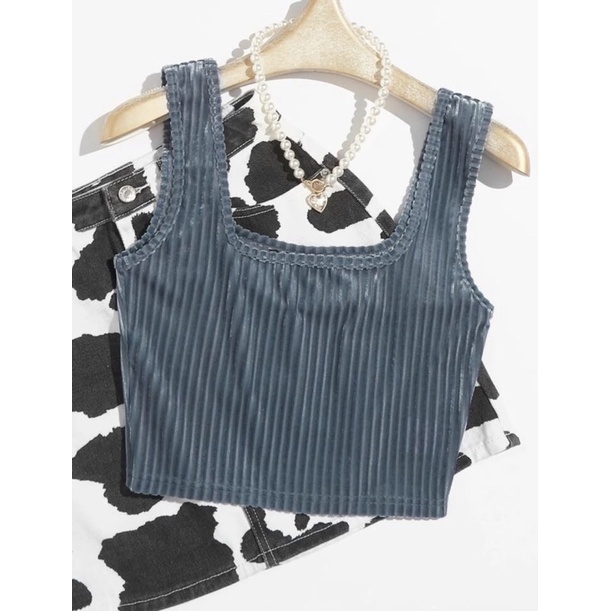 เสื้อกล้าม ผ้าลูกฟูก ครอป crop top XS,S,M,L,XL แบรนด์แท้ พร้อมส่ง
