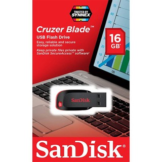 SanDisk Flash Drive CRUZER BLADE 16GB Black USB2.0 (SDCZ50_016G_B35) Memory แฟลชไดร์ฟ แซนดิส ประกัน Synnex 5ปี