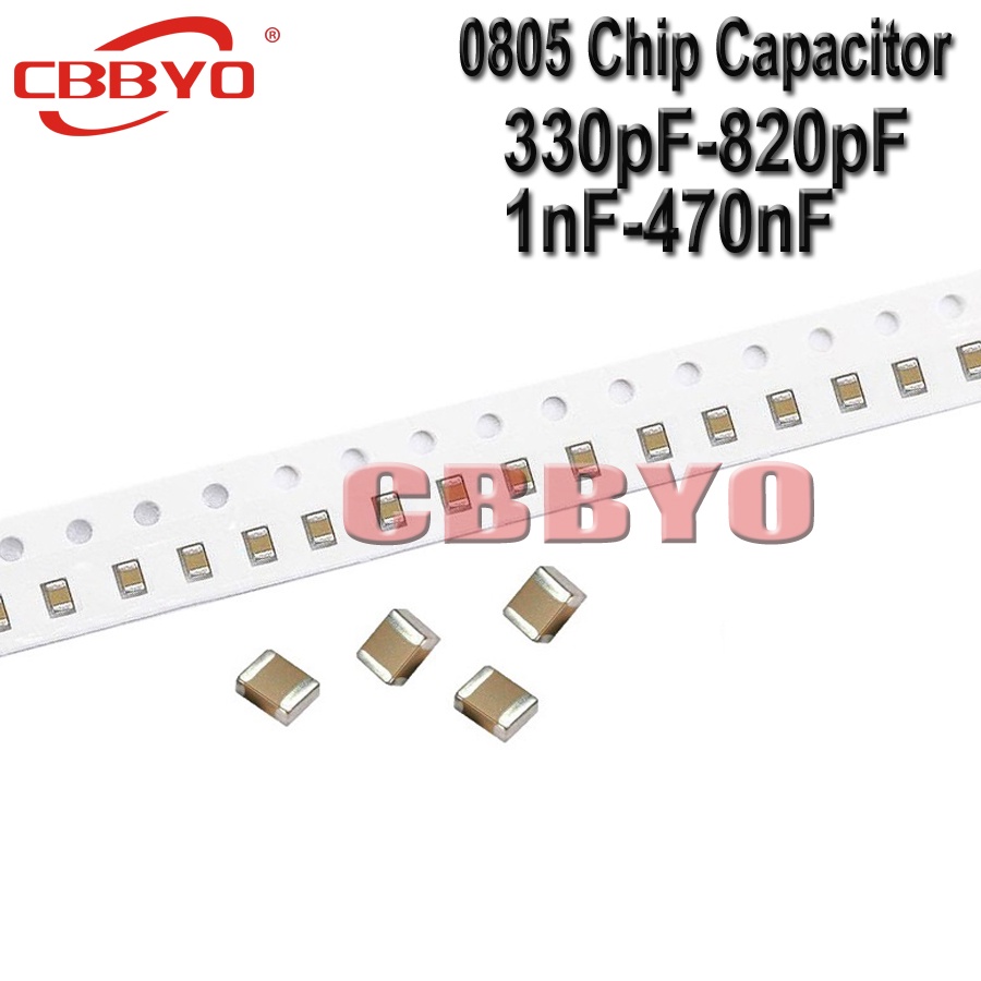 100pcs 0805 SMD ชิป Multilayer ตัวเก็บประจุเซรามิค 330pF-820pF 1nF-470nF 470pF 510pF 820pF 1nF 2.2nF