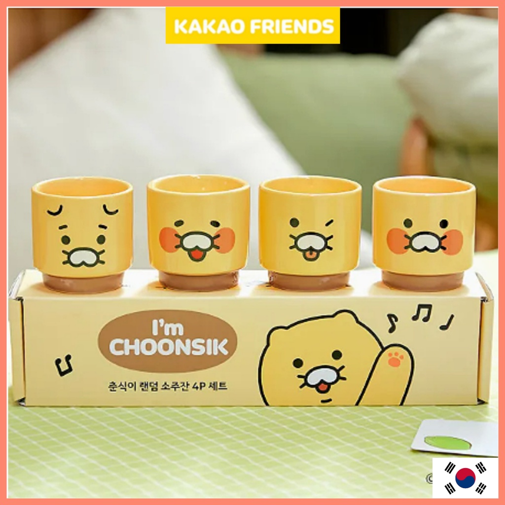 Kakao Friends Choonsik Soju Glass 4p Set Korean Soju Glass Set Shopee