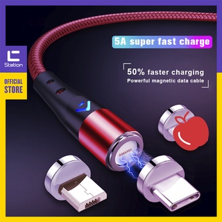 สายชาร์จเร็ว QC3.0 5A 3 in 1 อินเตอร์เฟซ Micro USB Type C และ AP อินเตอร์เฟซ สาย USB ถ่ายโอนข้อมูล พร้อมไฟ Led