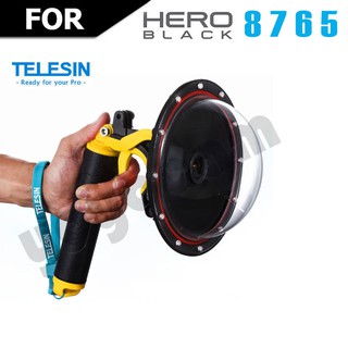 TELESIN ทุ่นรอยน้ำ GoPro Dome Port GOPRO HERO 5 6 7 8 2018 โดมถ่ายครึ่งบกครึ่งน้ำ