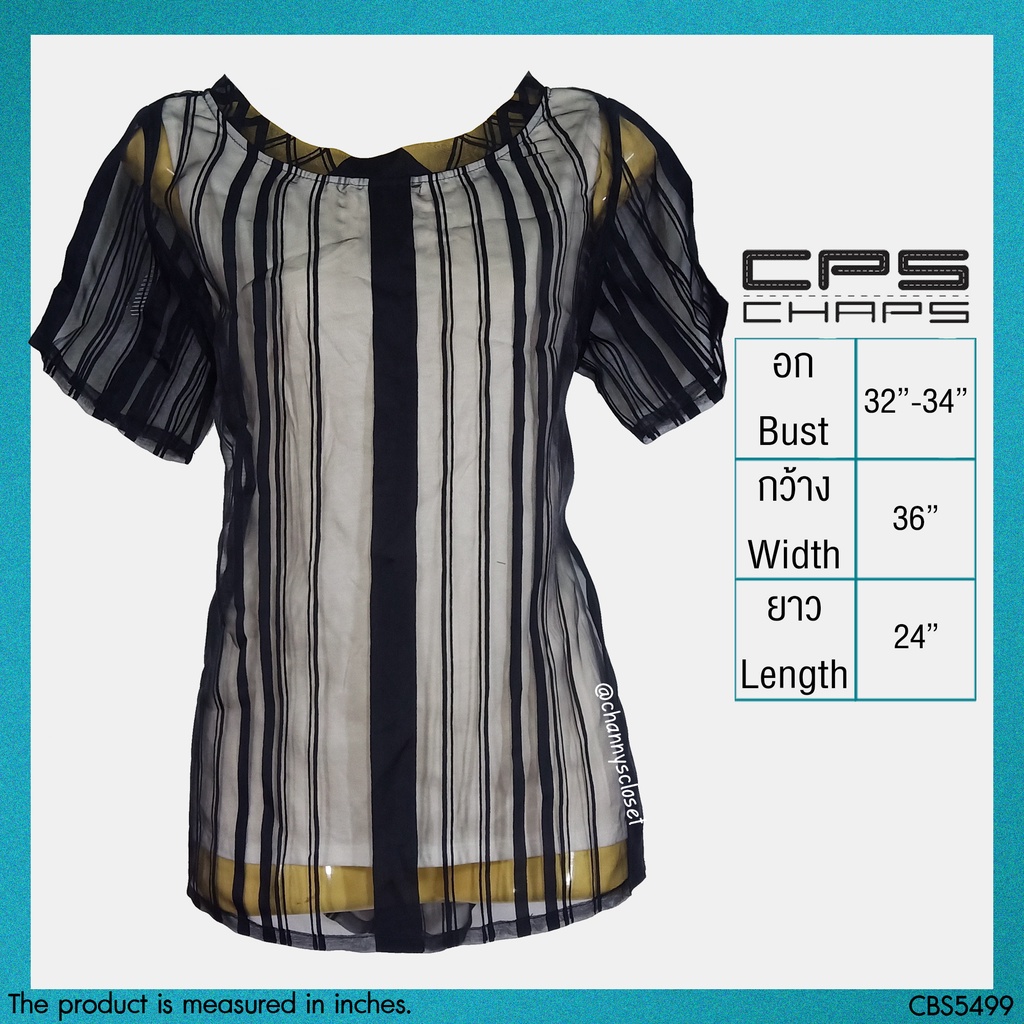 💖USED CPS Chaps - Black Striped Mesh T-Shirt | เสื้อยืดสีดำ สีขาว เสื้อตาข่าย ลายทาง แขนสั้น ทรงใหญ่