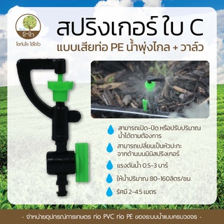 มินิสปริงเกอร์ แบบเสียท่อ PE น้ำพุ่งไกล ใบC+วาล์ว - โตไว