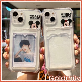 เคสไอโฟนใส่บัตร 🔥 มิกกี้เมาส์ มินนี่ สำหรับ เคส iPhone 13 แบบใสกันกระแทก iPhone 12 iPhone 11 Pro Xr เคสi11 XS Max X เคสไอโฟน7พลัส 6 7 plus 11 13 Mini 6s Max เคสไอโฟนSE3 เคสไอโฟน12 Mickey card Holder Case