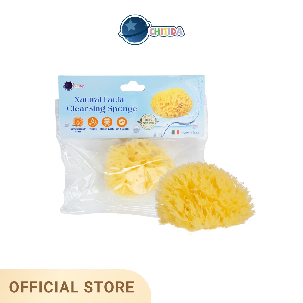 Chitida ฟองน้ำธรรมชาติแท้ 100% สำหรับล้างหน้า/เช็ดหน้าลูกน้อย ก้อนเล็ก เนื้อนุ่ม รุ่น Honey Comb