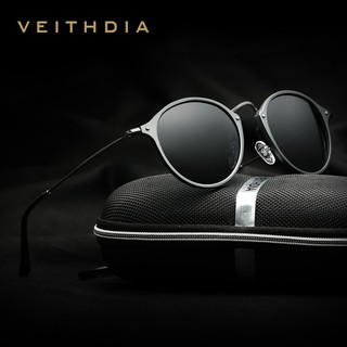 VEITHDIA Unisex แว่นกันแดดอลูมิเนียม Polarized ทรงกลม 6358