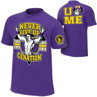 เสื้อยืดผ้าฝ้ายพิมพ์ลายขายดี John Cena "Purple Never Give Up" T-Shirt