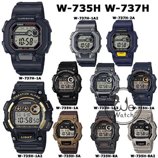 CASIO ของแท้ รุ่น W-735H W-737H W-737HX นาฬิกาผู้ชาย สายเรซิ่น DIGITAL รับประกัน1ปี W735H W735 W737 W735H