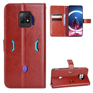 เคสโทรศัพท์หนัง PU ฝาพับ พร้อมช่องใส่บัตร และสายคล้อง หรูหรา สําหรับ ZTE Nubia Red Magic 7 Pro 5G