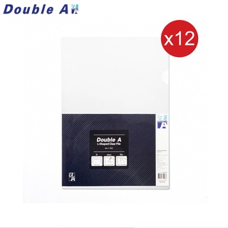 Double A แฟ้มซองเอกสารชั้นเดียว PP L-File ขนาด A4 สีใส แพ็ก 12 ชิ้น