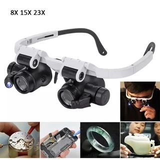 พร้อมส่ง แว่นขยาย LED แว่นขยาย Loupes 8X/15X/23X เลนส์แว่นขยายแว่นตาแว่นขยาย LED สำหรับซ่อมนาฬิกา
