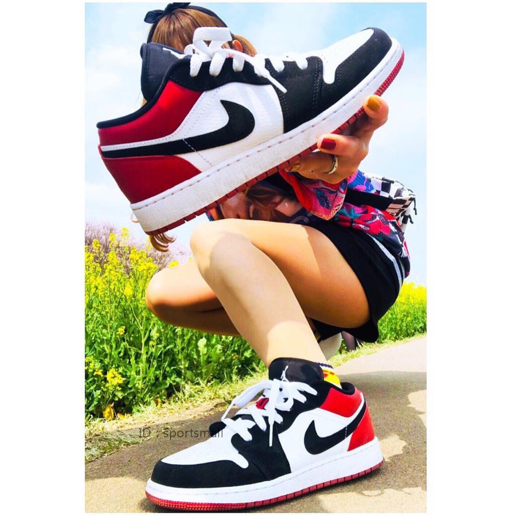 Air Jordan 1 Low Black Toe Aj1 Nike Sneakers สต อกพร อม Size 36 44 Shopee Thailand