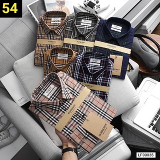 สื้อเชิ้ตแขนยาวผู้ชาย Burberry ลายสก็อต ผ้า cotton 100% เสื้อเชิ้ตเบอร์เบอรี่ผู้ชาย เสื้อBurberry งานป้าย