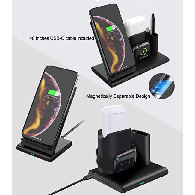 Wireless Charger 3 In 1 4 In 1 Wireless Charging Station Detachable And Magnetic Charging Stand Charger Holder Charging Dock Phone Stand Phone Holder For Airpods Pro 2 Iphone 11 Pro Max X Xs Xr 539