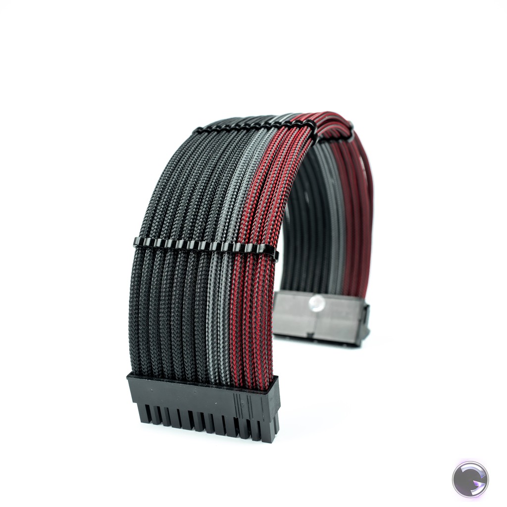 สายถักแต่งคอม [สีคาร์บอนแดง-คาร์บอน-ดำ] [ExtensionSleeveCables] [รับประกัน 1 ปี]
