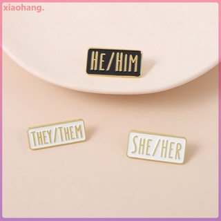 Creative English Pronoun She/Her Alloy Brooch Pin Jewelry Gift Boy He/him Lapel Pin Schoolbag  Clothes Accessories