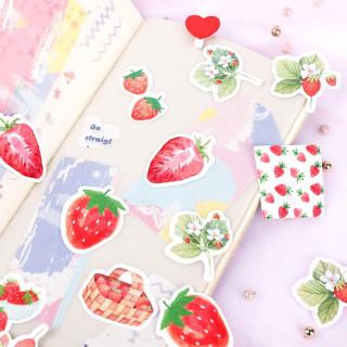 t07 สติ๊กเกอร์ซีลลายสตรอเบอร์รี่ 45 ชิ้น/กล่อง diy