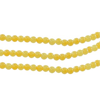 ลูกปัดหินแท้ เซ็ต 3 เส้น เม็ดกลม หินหยก (Jade) 4 mm - (LZ-0213 สีเหลือง)