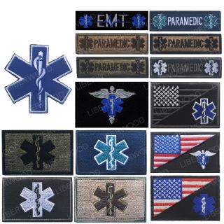 Paramedic EMT Heartbeat EMS Star of Life USA flag Emergency Rescue PATCH SAR MED Medic Medical patch Badge Appliques