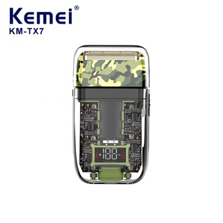 Kemei KM-TX7 เครื่องโกนหนวดไฟฟ้า ชาร์จ USB กันน้ํา สําหรับผู้ชาย ผู้ซื้อ 1 ชิ้น