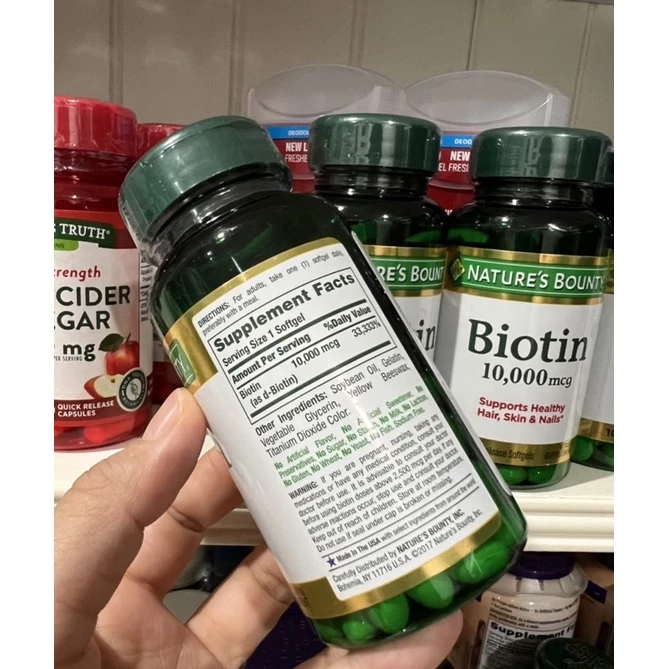 Nature's Bounty Biotin 10,000 mcg 120 Softgels thumbnail 4