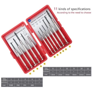 11 ชิ้นอัพเกรด Tougher Mini Precision ไขควงชุดกล่องสีแดงสําหรับของเล่นอิเล็กทรอนิกส์คอมพิวเตอร์นาฬิกาซ่อม