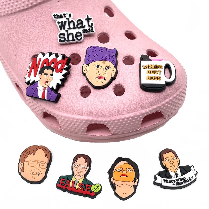 ชุดตัวติดรองเท้า Crocs พีวีซี รูปดอกไม้ แต่งหัวเข็มขัด อุปกรณ์เสริม สําหรับสํานักงาน