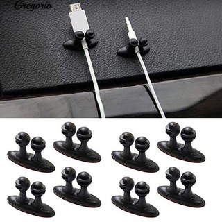 Gregorio 8Pcs Adhesive Car Charger สาย Clasp Clamp สายเคเบิล USB ผู้ถือคลิปยึดติดคงที่